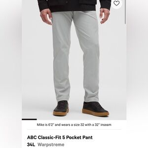 Used Lululemon ABC Classic-Fit 5 Pocket Pant- Silver Drop